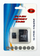 Super Talent 8GB Micro SDHC Memory Card w/ Adapter, Retail 